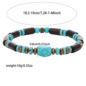 Especificaciones de tamaño detalladas de la pulsera bohemia de cuentas de madera