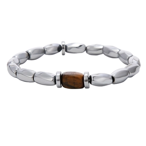 Minimalistische hematiet kralenarmband met tijgeroogsteen voor dames en heren