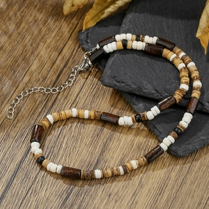 Boho-Kokosnussholz-Perlenkette für Herren im natürlichen Surfer-Stil mit Holzperlen
