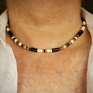 Bohemian Handgemacht Kokosnussschale Holz Perlenkette Herren Damen Ethnisch Surfer Strandkette Schmuck Geschenk