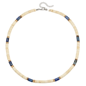 Collier de perles bohème en turquoise blanche et lapis-lazuli pour style de plage