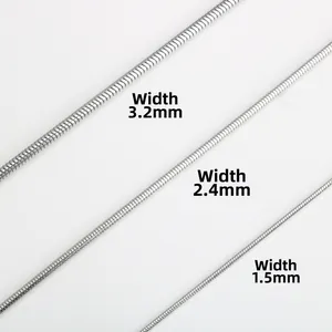 Confronto dettagliato di catene a serpente argento da 1,5 mm, 2,4 mm e 3,2 mm