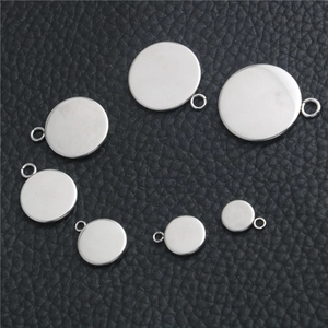 Polished stainless steel round pendant blanks in 7 sizes for DIY jewelry making