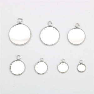Stainless Steel Round Pendant Bezel Trays Blank Base With Welded Single Loop For DIY Jewelry Making Crafts Findings Silver Base