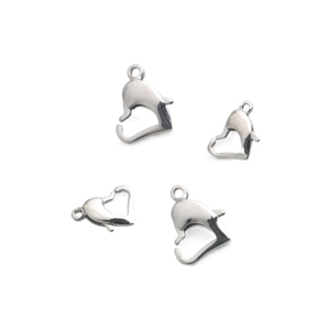 Chiusure a moschettone a cuore in acciaio inossidabile lucido per accessori gioielli DIY