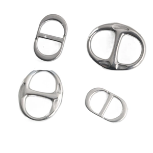 Set di quattro connettori ovali CD in acciaio inossidabile argento per creazione gioielli