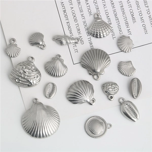 Polierte Edelstahl Meeresmuschel Anhänger und Charms für DIY Schmuck und Halsketten