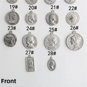 Detailgitter aus Edelstahl-Königinmünzen-Anhängern für DIY-Schmuck-Halskettenherstellung