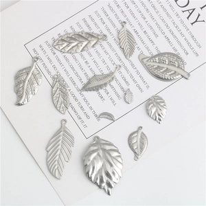 Edelstahl Blattanhänger Für Die Schmuckherstellung DIY Handwerk Botanische Aderstruktur Charms Für Halsketten Silberton
