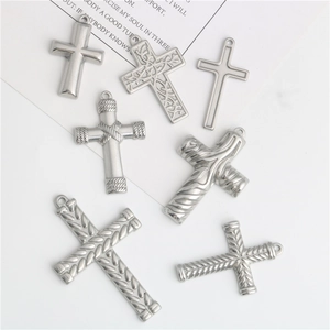 Stainless Steel Cross Pendant For Necklace Bracelet DIY Jewelry Making Vintage Religious Silver Crucifix Charm Accessory