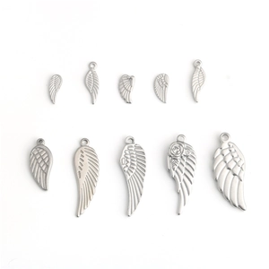 Collection de pendentifs plumes et ailes d'ange en acier pour bijoux DIY