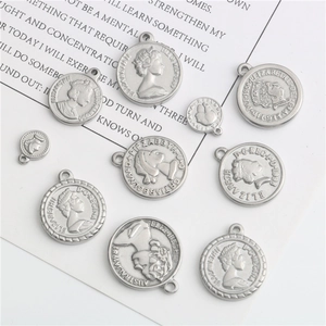 Vintage Edelstahl Königin Elizabeth II Münzanhänger Antike Relief Porträt Charms Für DIY Halskette Armband Herstellung