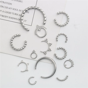 Minimalist Stainless Steel Crescent C Shaped Pendant For DIY Jewelry Making Necklaces Bracelets Body Piercing Accessories Silver Color