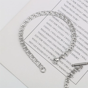 Unisex Stainless Steel Hollow Heart Chain Bracelet Punk Titanium Steel Stitching Bracelet Silver Industrial Jewelry