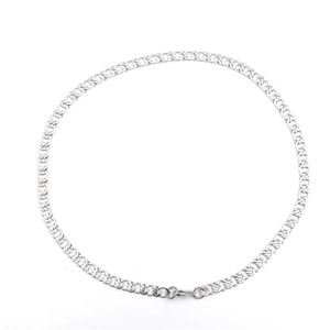 Collana a catena barbazzale in acciaio inossidabile argento con maglie a cuore e chiusura