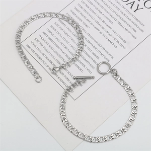 Silver stainless steel NK chain bracelet with heart hollow design and OT toggle clasp
