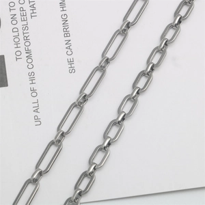 Collar de acero inoxidable hecho a mano con eslabones rectangulares plateados para hombre y mujer