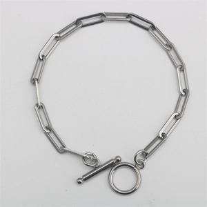 Silbernes Büroklammer-Gliederarmband mit industriellem T-Verschluss für Damen und Herren