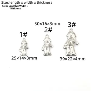 Size chart showing dimensions for stainless steel boy and girl pendant jewelry accessories