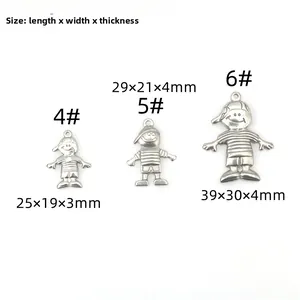 Size chart showing stainless steel boy pendants in three dimensions: 4#, 5#, and 6# models