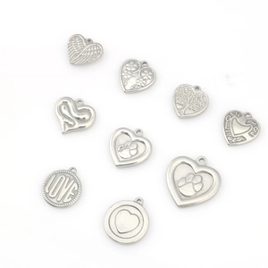 Assorted stainless steel heart and round geometric charms for DIY jewelry making