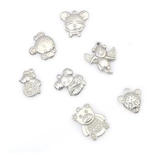 Pendentifs animaux en acier inoxydable avec cochon, souris et léopard pour bijoux DIY