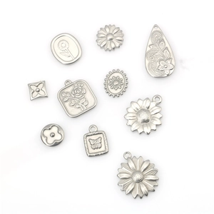Assorted stainless steel flower and clover charms for DIY jewelry making