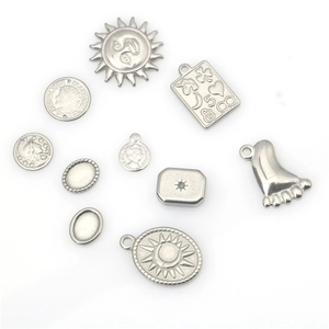 Stainless steel solar and coin pendants with embossed punk and hip hop style motifs