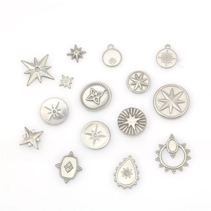 Set of stainless steel star and cross charms for punk DIY jewelry necklace making