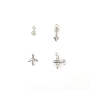 Polished stainless steel aircraft and arrow pendants for DIY punk hip-hop jewelry
