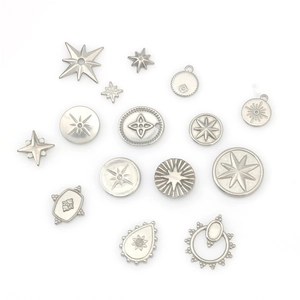 Variety of stainless steel star and geometric DIY pendants with polished metallic finish