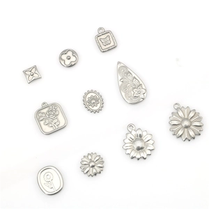 Stainless steel pendants set with embossed floral butterfly motifs for DIY jewelry