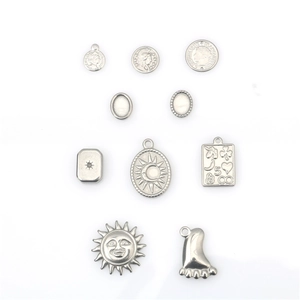 Stainless Steel Pendants Sun Moon Coin Portrait Charms Retro Punk Hip Hop DIY Jewelry Making Pendant Only Without Chain