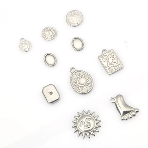 Assorted stainless steel punk sun and coin pendants for DIY jewelry making