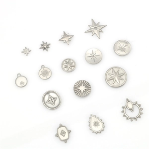 Stainless Steel Star Cross Star Pendants Silver Sunburst Charms For DIY Jewelry Making Findings Necklace Earring Accessories