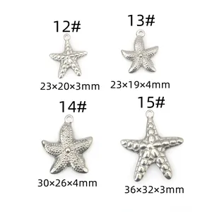 Tableau des tailles des pendentifs étoile de mer en acier pour bijoux DIY