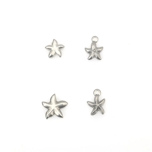 Lot de quatre breloques étoile de mer en acier inoxydable pour création de bijoux DIY