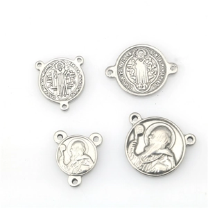 Religiöser Anhänger aus Edelstahl mit Benediktus-Medaille für DIY-Schmuckherstellung
