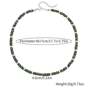 Collar de Cuentas para Hombre Bohemio Cáscara de Coco Turquesa Africana Cadena de Acero Inoxidable Joyería Étnica