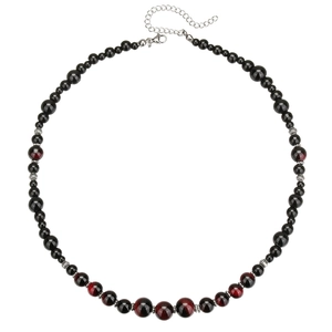 Collana da uomo con perline occhio di tigre rosso e distanziatori in argento vintage