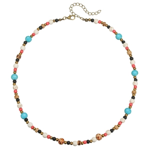 Collier de perles bohémien en noix de coco avec fermoir mousqueton réglable