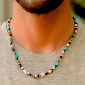 Collier Bohème en Bois et Coque de Noix de Coco Pour Hommes Unisexe Fait à la Main Ethnique Vintage Bijoux de Plage