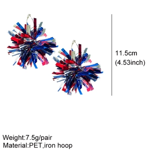 Détails des boucles d'oreilles patriotiques de 11,5 cm avec dimensions et matériaux