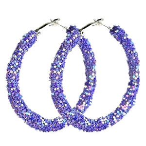 Pinkish purple macaron glitter hoop earrings for festive Christmas party fashion style