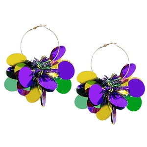 Boucles d'oreilles créoles larges avec paillettes colorées pour accessoires de fête
