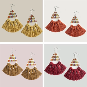 Orecchini Bohemien Vintage per Amanti dei Libri Ciondoli in Acrilico Motivo Scaffale Nappe Intrecciate a Mano Gioielli Donna