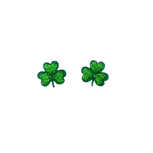 Pendientes de trébol verde brillante con purpurina para el día de San Patricio