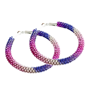Sparkling gradient multi-color rhinestone large hoop earrings for women party