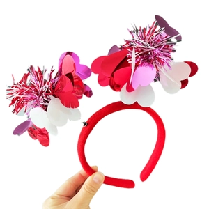 Serre-tête Cœur de la Saint-Valentin pour Femmes Rouge Rose Blanc Cœur Paillettes Bandeau de Cheveux Fête Festive Accessoire de Coiffure
