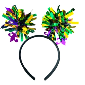 Mardi Gras headband with purple green gold sequins and fleur-de-lis for festival party